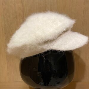 NEW Angora White Beret Tam Visor Hat Never Worn